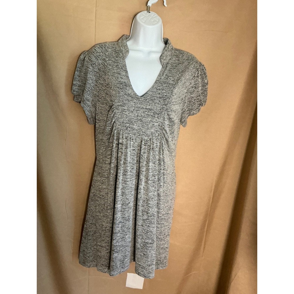 Ultra Teeze Tunic Top Women XL Gray Excellent Marled Empire Waist Back Tie V-Nk
